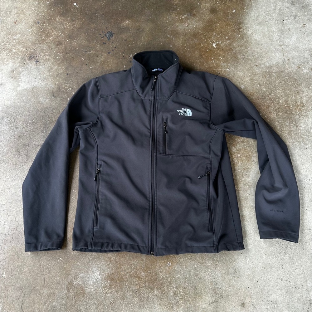 The North Face WindWall Jacket Mens Medium Black Excellent Softshell Full Zip